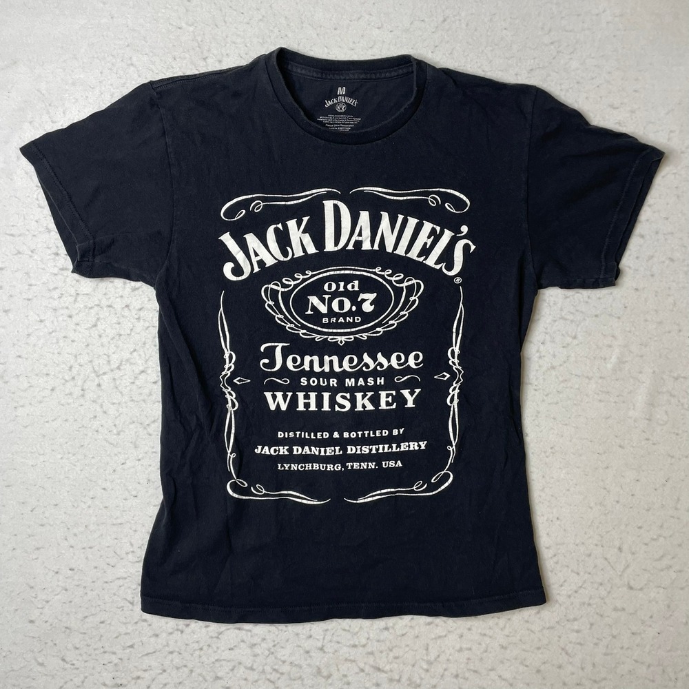 Jack Daniels Graphic T-Shirt Mens Medium Black Tennessee Whiskey Old No 7 Logo